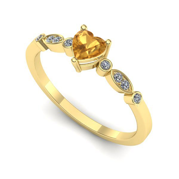 Inel logodna din aur galben cu citrin