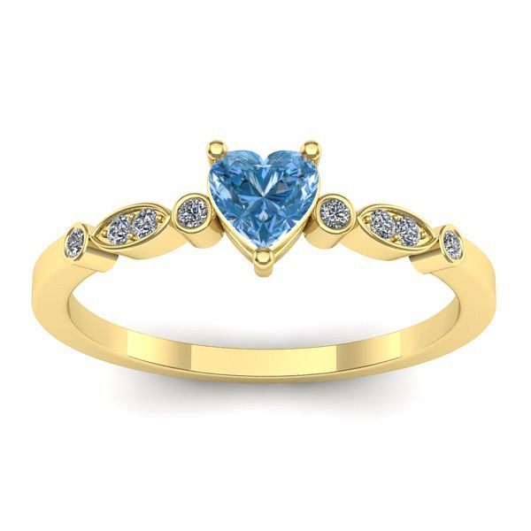 Inel de logodna cu diamant de laborator albastru inima