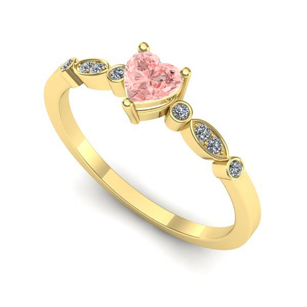 Inel de logodna din aur galben cu diamant de laborator roz