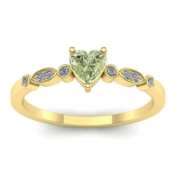 Inel cu diamant de laborator verde inima