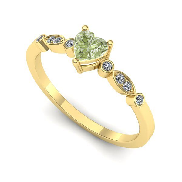 Inel logodna din aur galben cu diamant de laborator verde