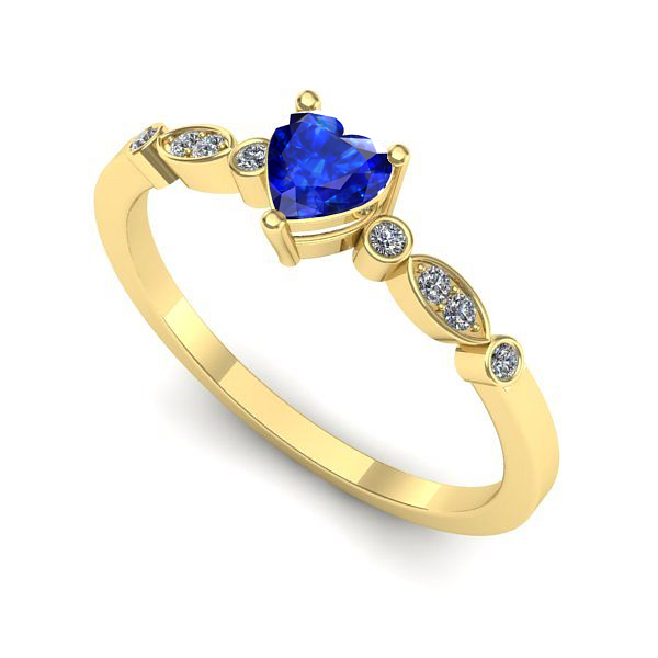 Inel logodna din aur galben cu safir