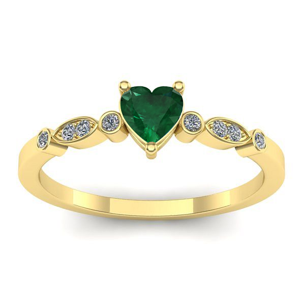 Inel logodna cu smarald inima