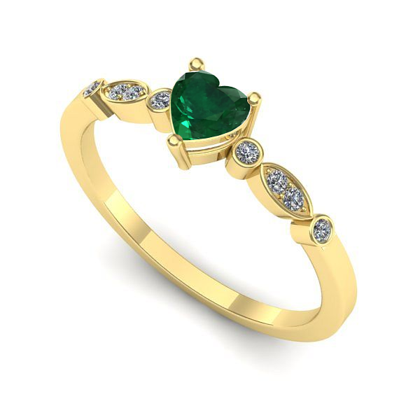 Inel logodna din aur galben cu smarald