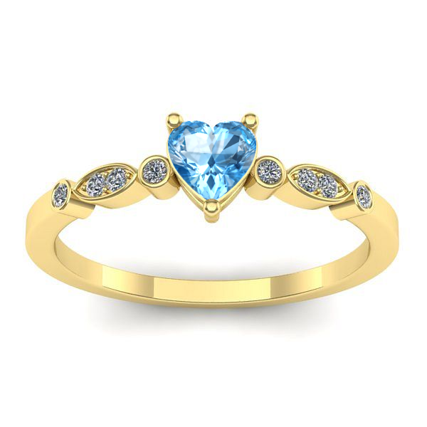 Inel de logodna cu topaz blue inima