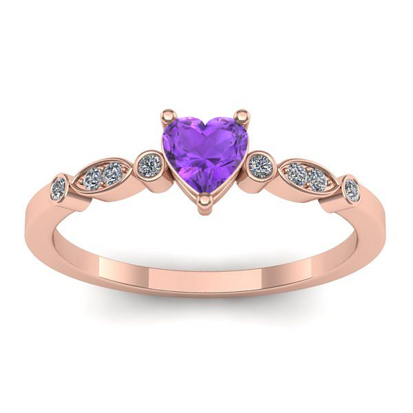 Inel cu ametist inima