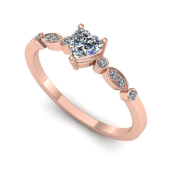 Inel logodna din aur roz cu diamant
