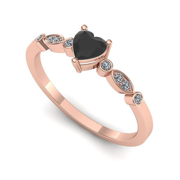 Inel de logodna din aur roz cu diamant negru
