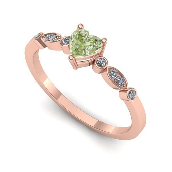 Inel din aur roz cu diamant de laborator verde