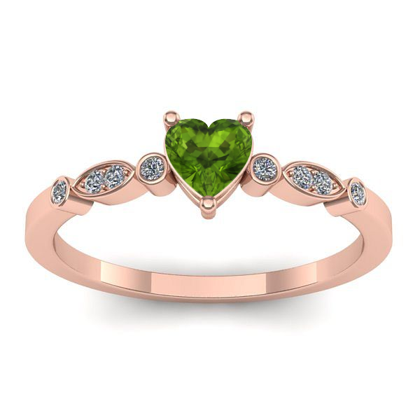 Inel de logodna cu peridot inima