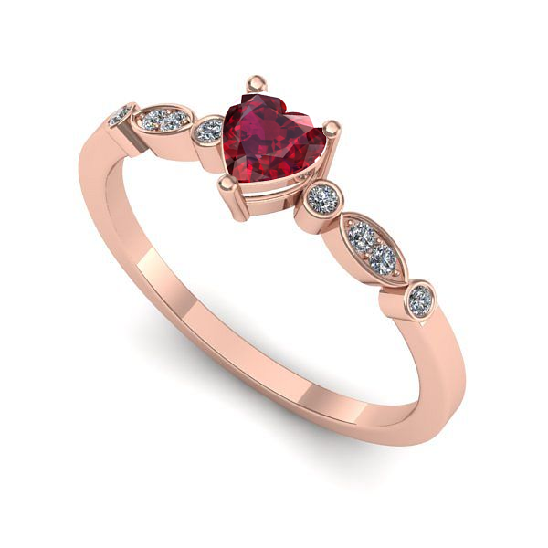 Inel de logodna din aur roz cu rubin