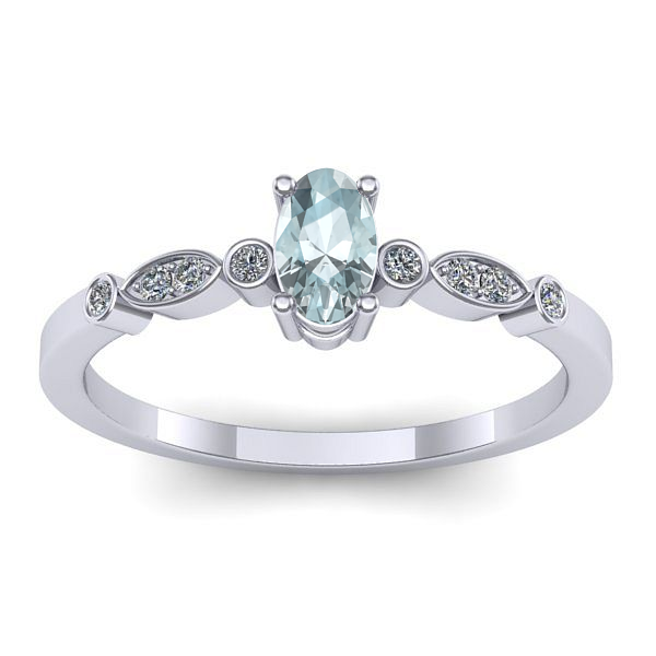 Inel de logodna cu aquamarin oval