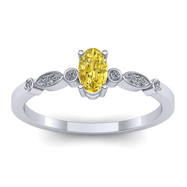 Inel logodna cu safir galben oval