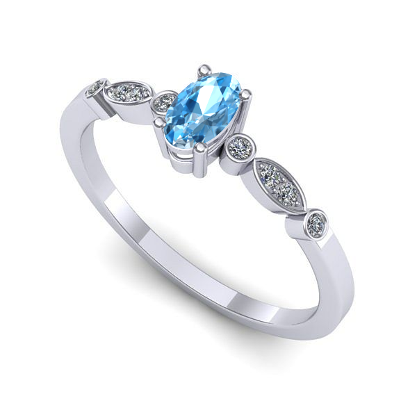 Inel logodna din aur alb cu topaz blue
