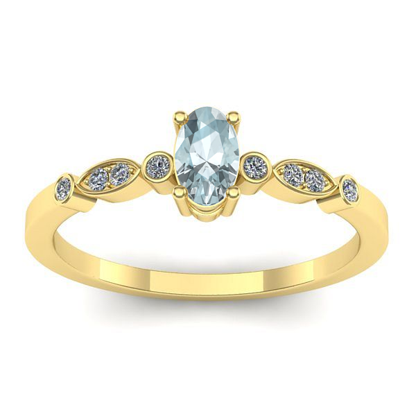 Inel de logodna cu aquamarin oval
