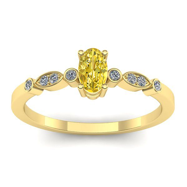 Inel de logodna cu safir galben oval