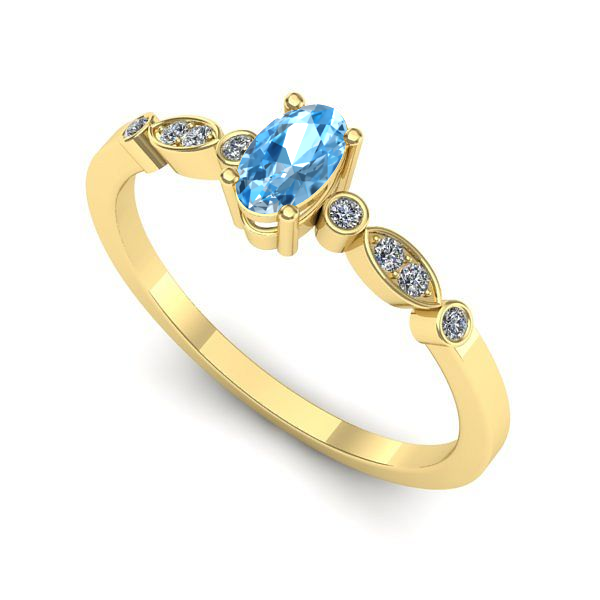 Inel din aur galben cu topaz blue