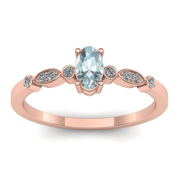 Inel de logodna cu aquamarin oval