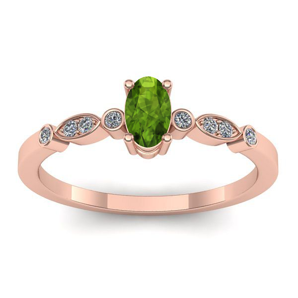 Inel de logodna cu peridot oval