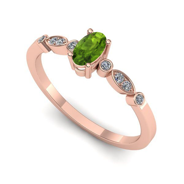 Inel din aur roz cu peridot