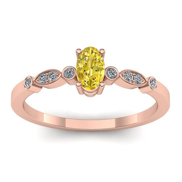 Inel cu safir galben oval
