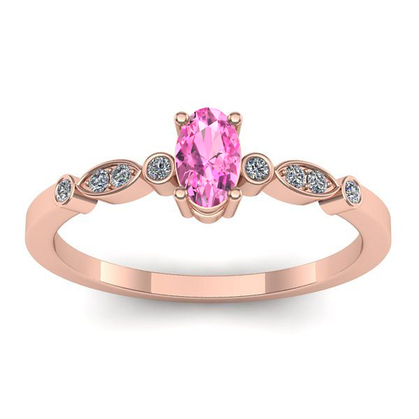 Inel cu safir roz oval