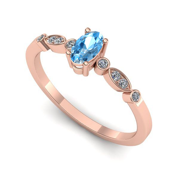 Inel din aur roz cu topaz blue