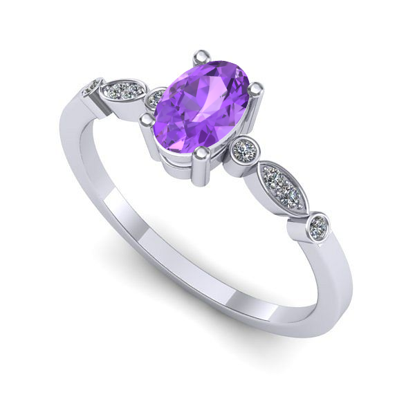 Inel de logodna din aur alb cu ametist
