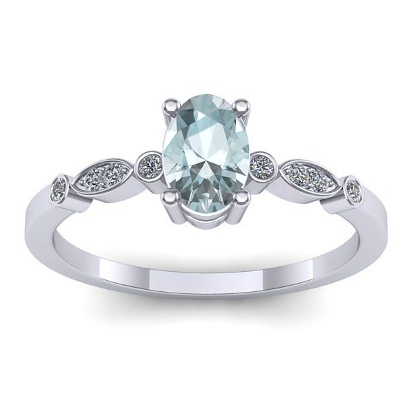 Inel cu aquamarin oval