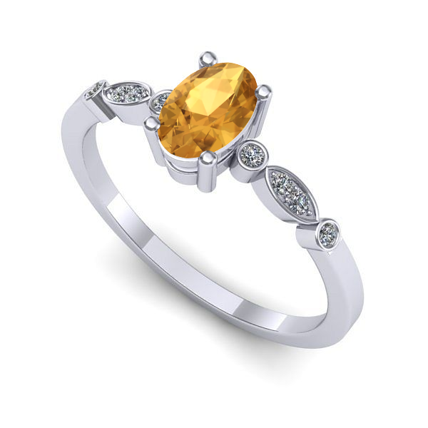 Inel de logodna din aur alb cu citrin
