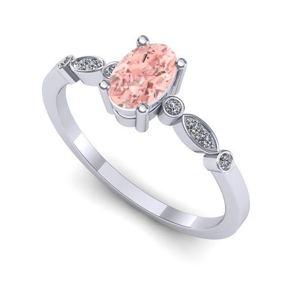 Inel de logodna din aur alb cu diamant de laborator roz