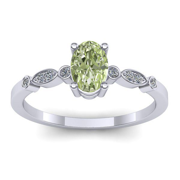 Inel logodna cu diamant de laborator verde oval