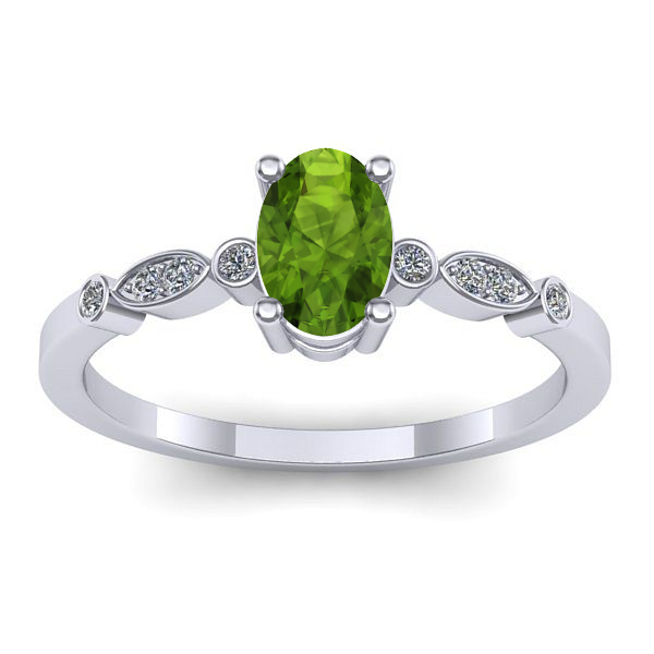 Inel de logodna cu peridot oval