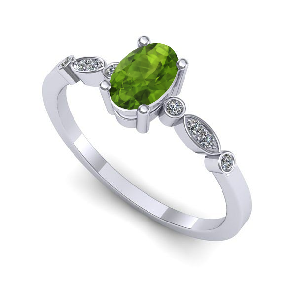 Inel logodna din aur alb cu peridot