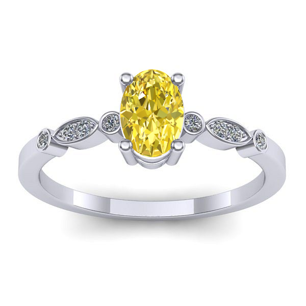 Inel cu safir galben oval