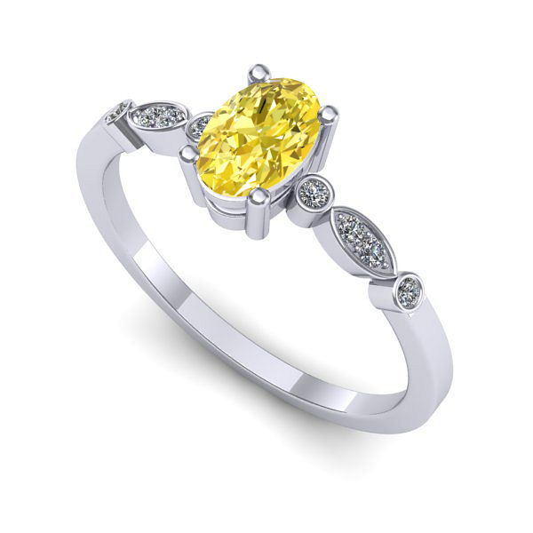 Inel din aur alb cu safir galben