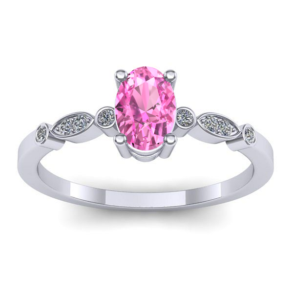 Inel de logodna cu safir roz oval