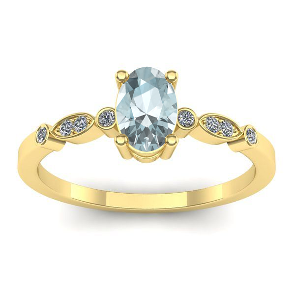 Inel de logodna cu aquamarin oval
