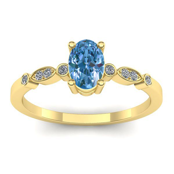 Inel logodna cu diamant de laborator albastru oval