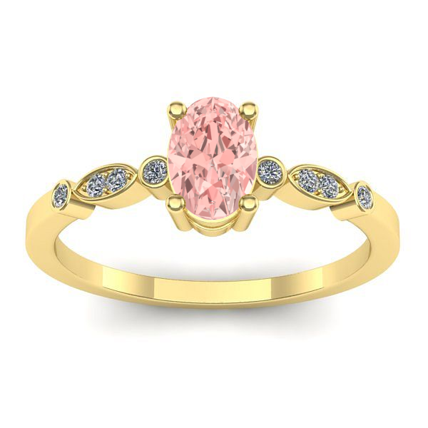Inel logodna cu diamant de laborator roz oval