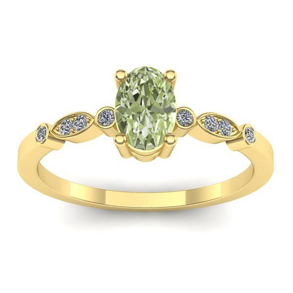 Inel cu diamant de laborator verde oval