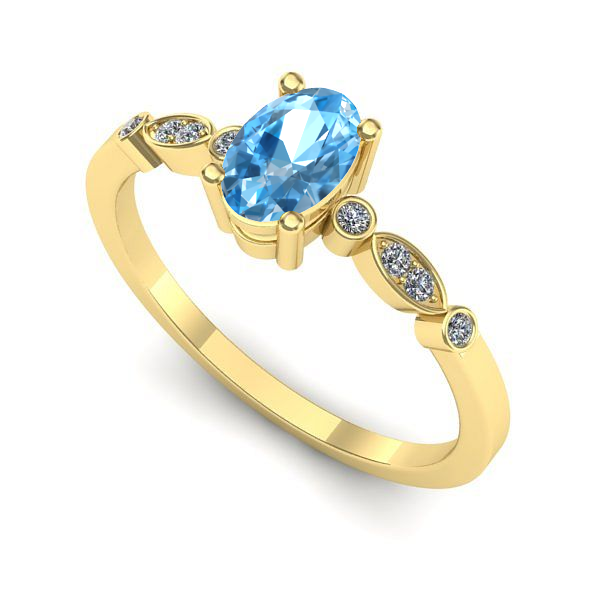 Inel din aur galben cu topaz blue