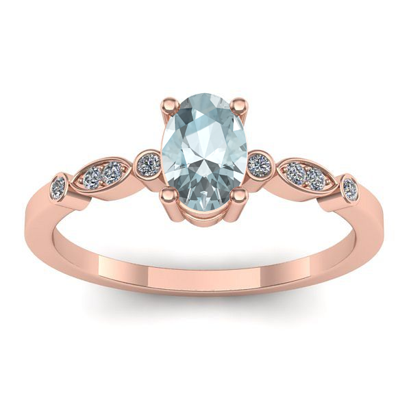 Inel logodna cu aquamarin oval