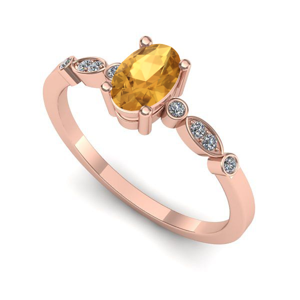 Inel logodna din aur roz cu citrin