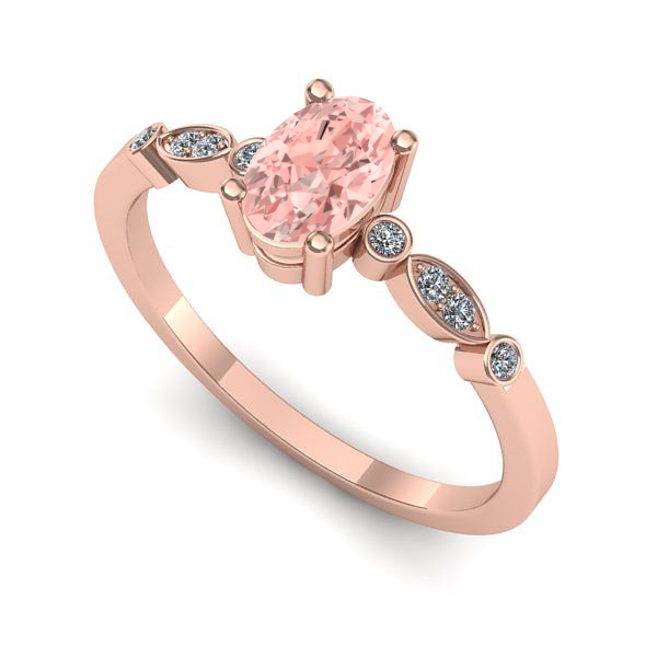 Inel din aur roz cu diamant de laborator roz