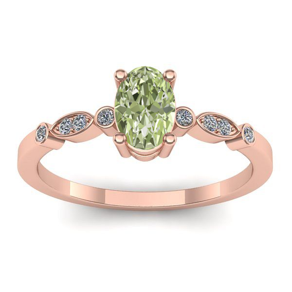 Inel cu diamant de laborator verde oval