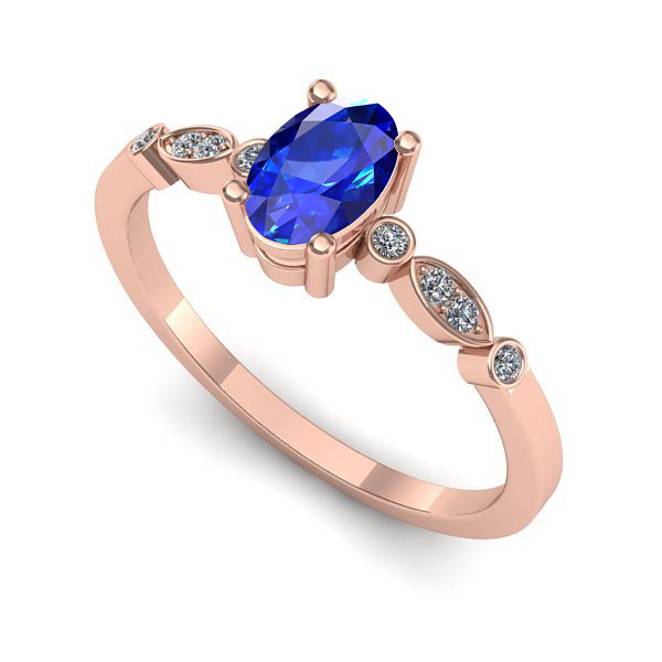 Inel din aur roz cu safir