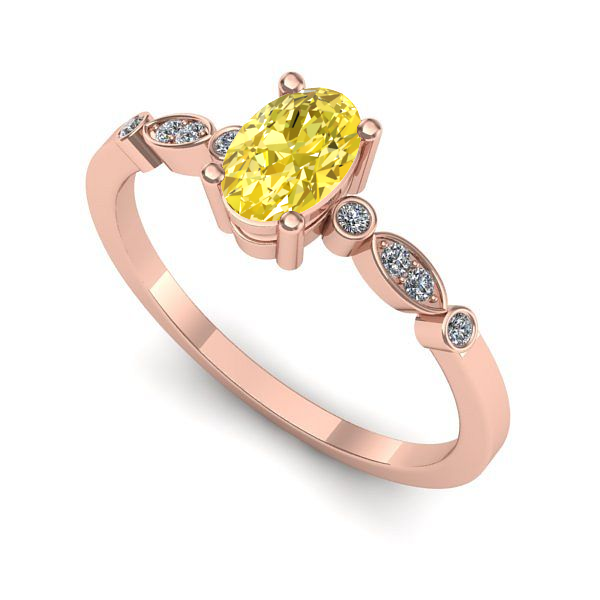 Inel logodna din aur roz cu safir galben