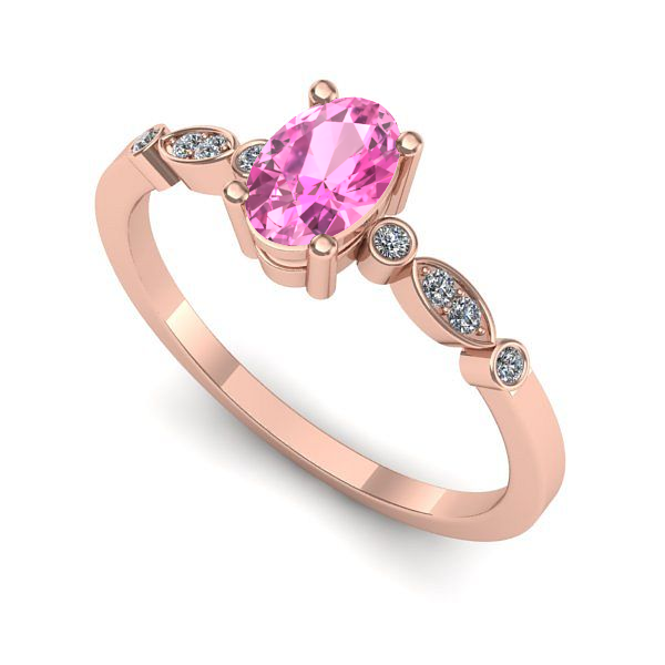 Inel din aur roz cu safir roz