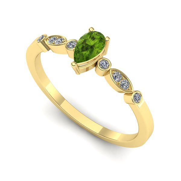 Inel de logodna din aur galben cu peridot